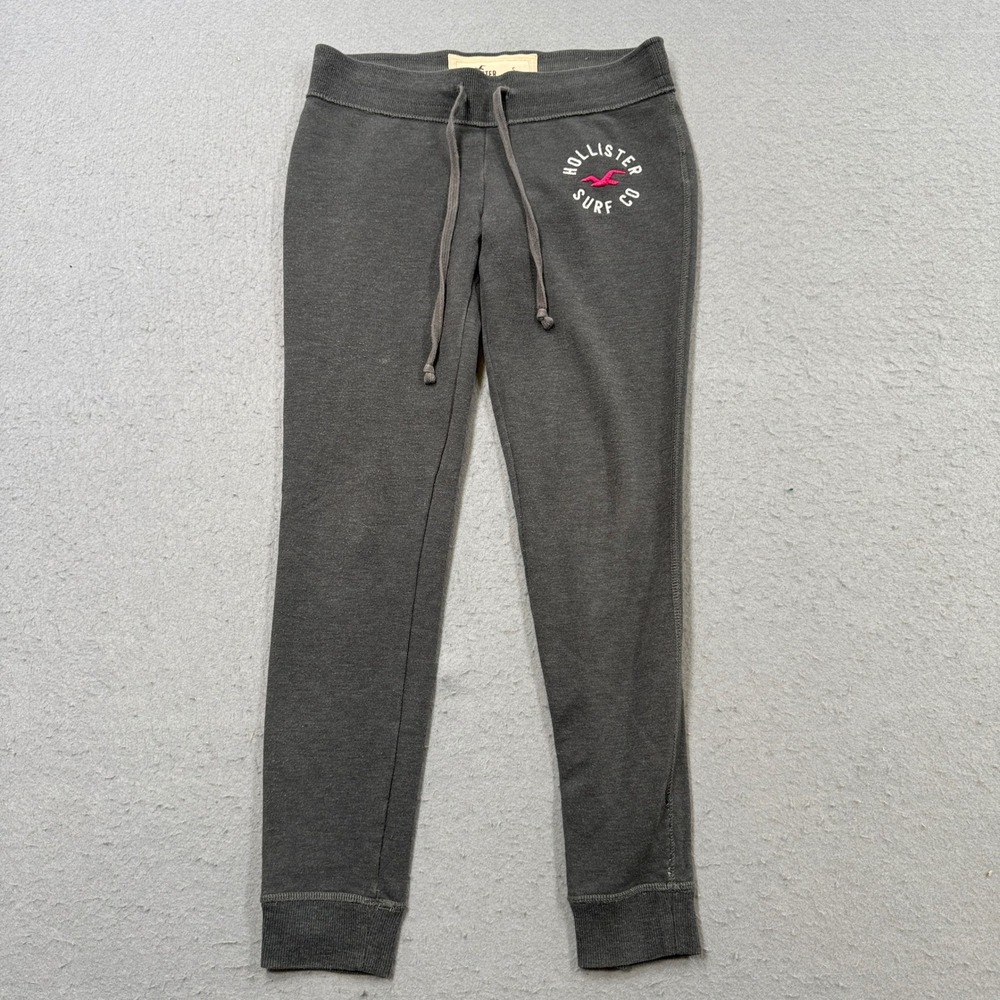 Hollister Sweatpants Women's Small Gray Fleece Lined Drawstring Joggers Lounge